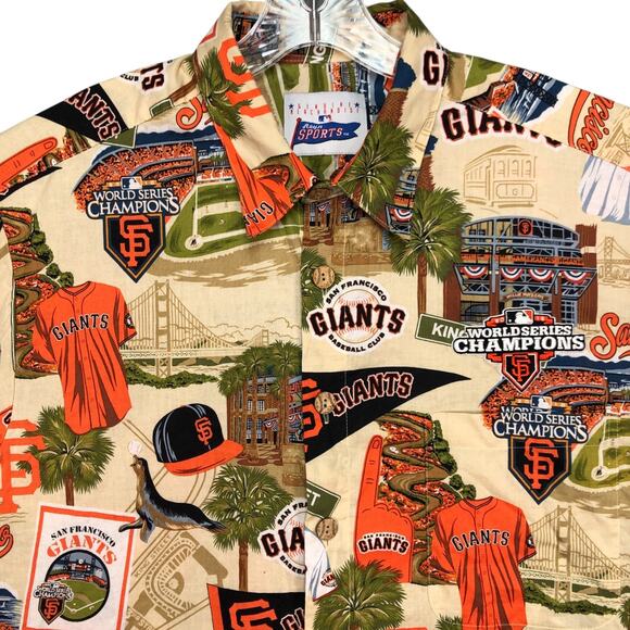 Reyn Spooner Shirt Mens Large Giants Baseball MLB Hawaiian Button Up Reyn Sports - Picture 1 of 7